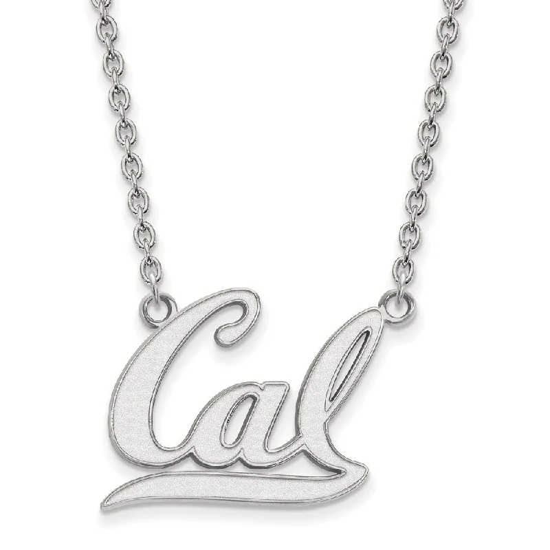 Unique Handmade Necklace-10k White Gold California Berkeley Large 'CAL' Pendant Necklace