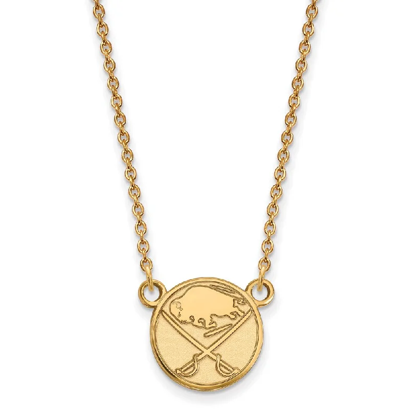 Personalized Pendant Necklace for Moms-14k Yellow Gold NHL Buffalo Sabres Small Necklace, 18 Inch