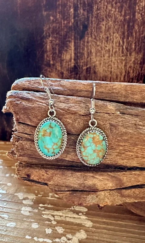 Sparkling Earrings for Bold Fashion-TURQUOISE BUFFALO DANCER Navajo Sterling Silver Earrings