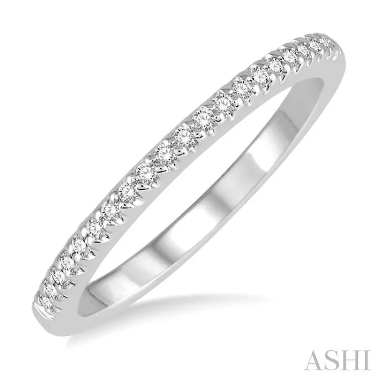 Silver Stackable Rings for Fashion-1/6 Ctw Round Cut Diamond Wedding Band in 14K White Gold