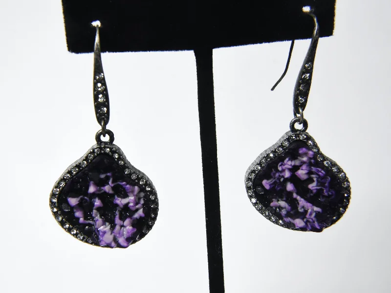 Statement Earrings for Girls-Geode-Looking Purplish Earrings