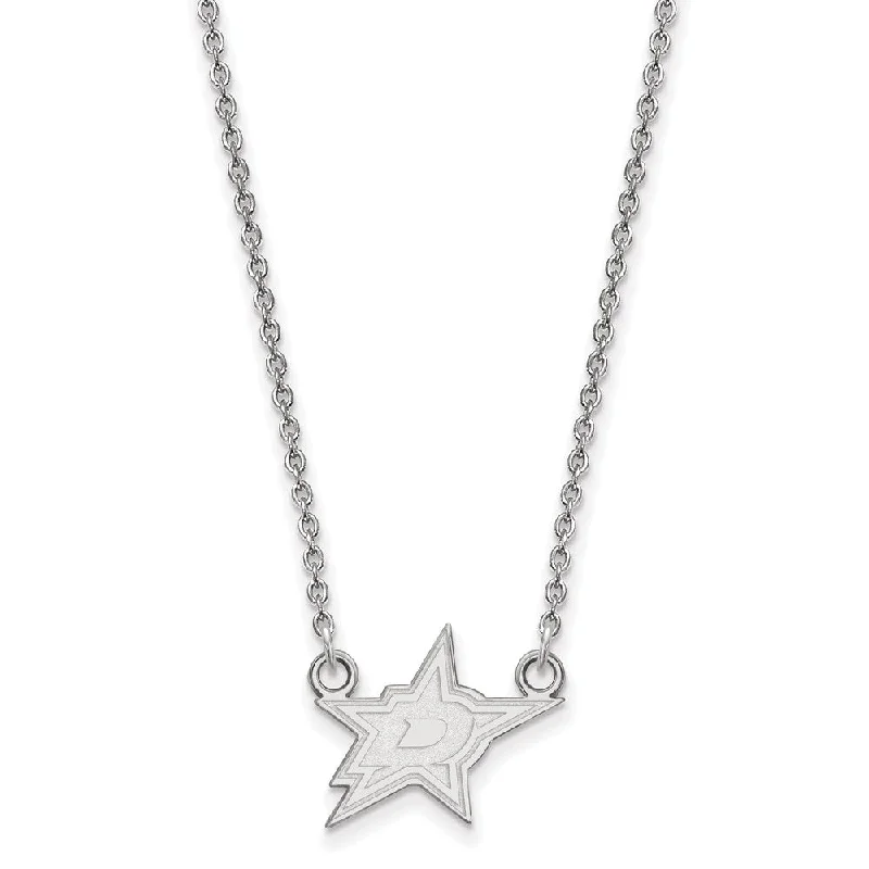 Layered Necklace for Fashion-10k White Gold NHL Dallas Stars Small Necklace, 18 Inch