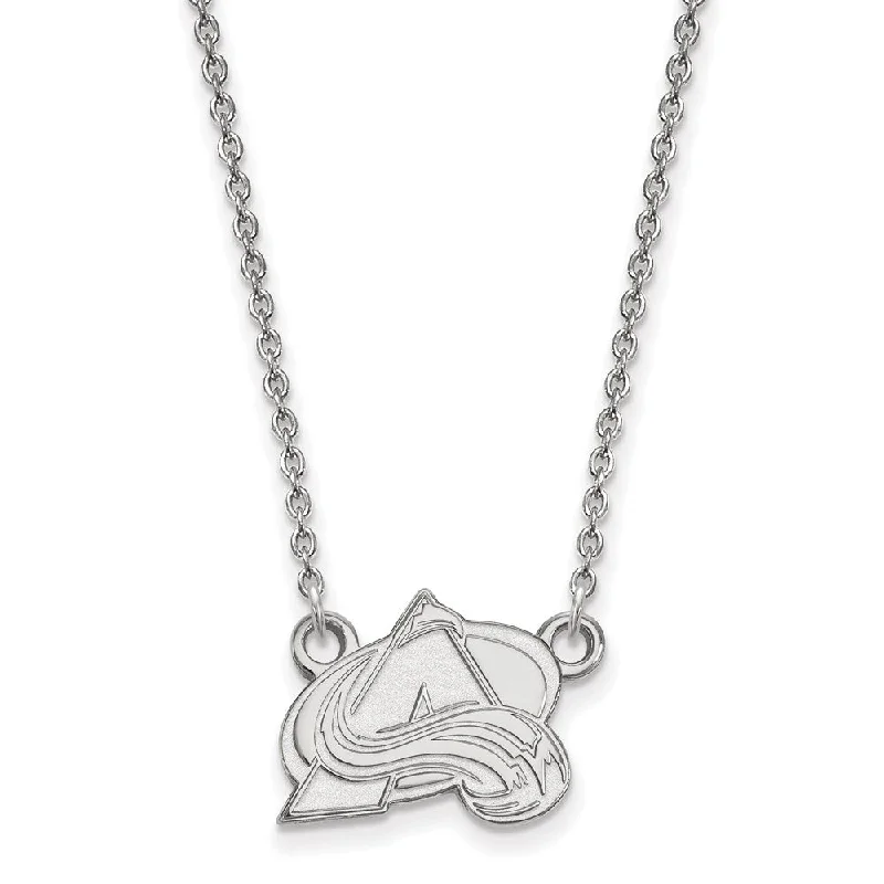 Layered Necklace for Special Occasions-10k White Gold NHL Colorado Avalanche Small Necklace, 18 Inch