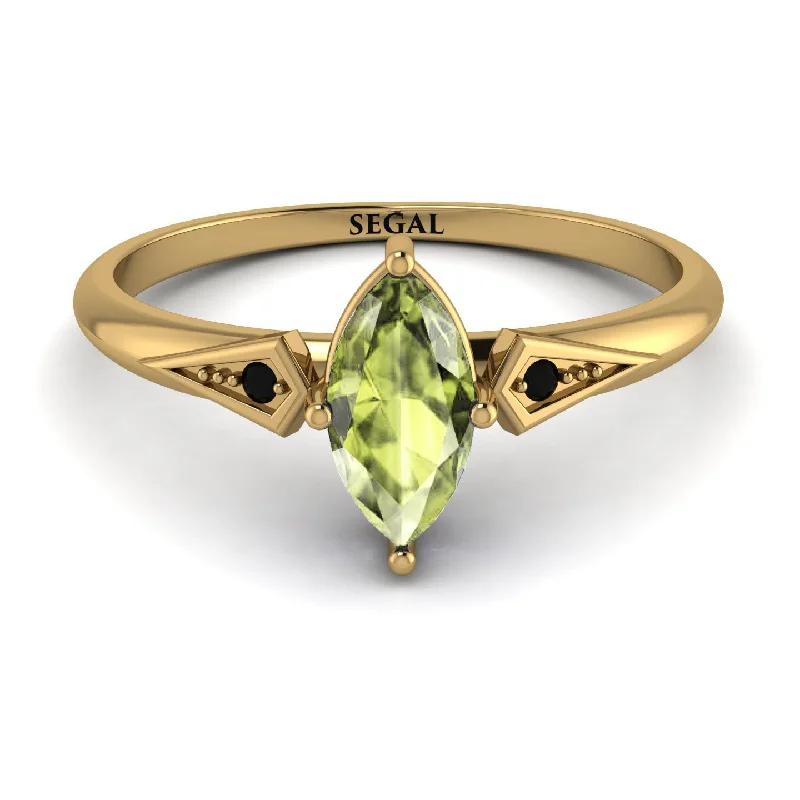 Rose Gold Engagement Ring-Marquise Peridot Geometrical Engagement Ring - Reese No. 707