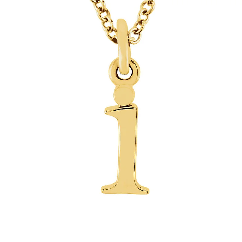 Diamond Necklace for Wedding-The Abbey Lower Case Initial 'i' Necklace in 14k Yellow Gold, 16 Inch