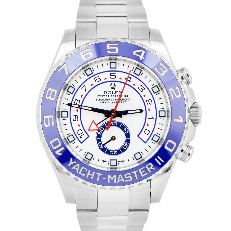 Best Smart Watches for Tracking Fitness-MINT Rolex Yacht-Master II 44mm WHITE 116680 YM2 BLUE HANDS Steel Ceramic Watch