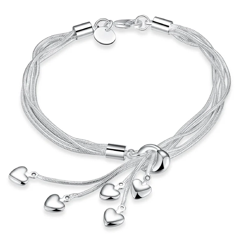 Designer Bangles for Fashion-Mahi Heart Charm Rhodium Plated Bracelet for Women & Girls - BR1100366R