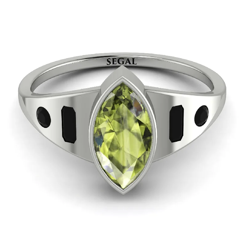 Bold Stackable Rings for Fashion-Marquise Bezel Peridot Ring - Juliana No. 709