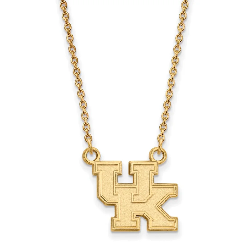 Personalized Birthstone Necklace for Mom-14k Gold Plated Silver U of Kentucky Small 'UK' Pendant Necklace