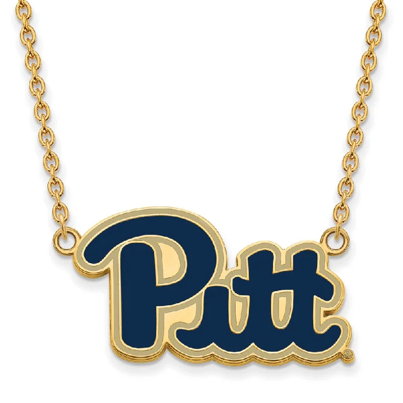 Personalized Necklace with Charm-14k Gold Plated Silver U of Pittsburgh Lg Enamel Pendant Necklace