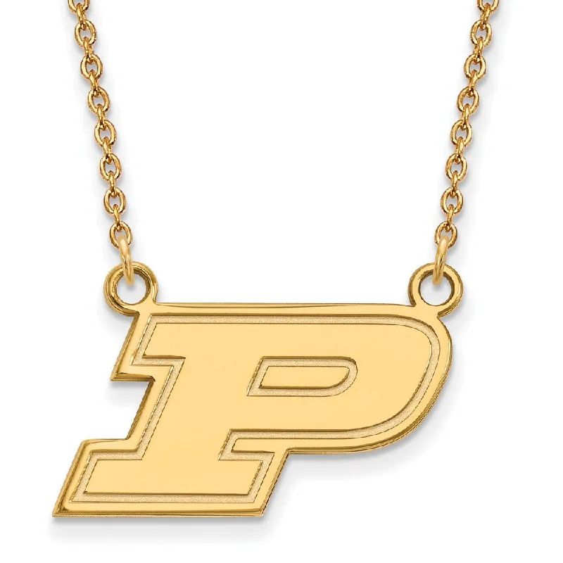 Minimalist Necklace for Every Day-14k Gold Plated Silver Purdue Small Initial P Pendant Necklace