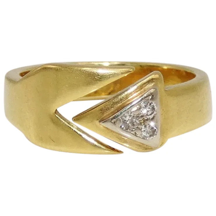 Luxury Gold Ring for Anniversary-18K Gold Boris LeBeau Ring with 3 Diamonds