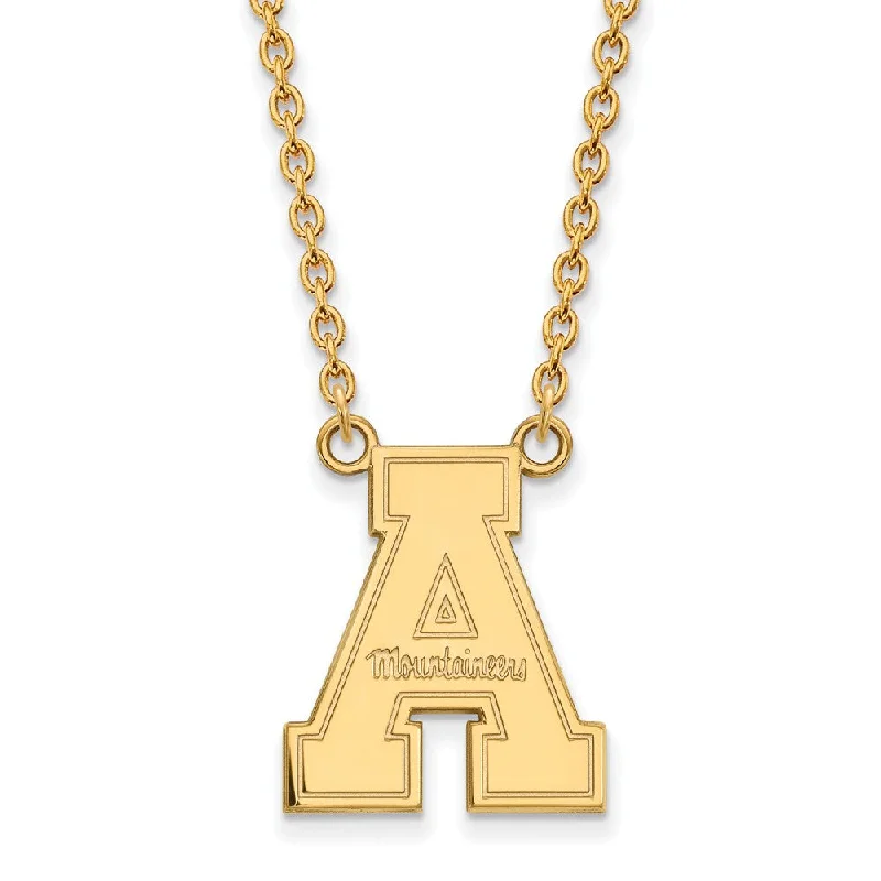 Sparkling Gold Necklace for Night Out-10k Yellow Gold Appalachian State Large Pendant Necklace