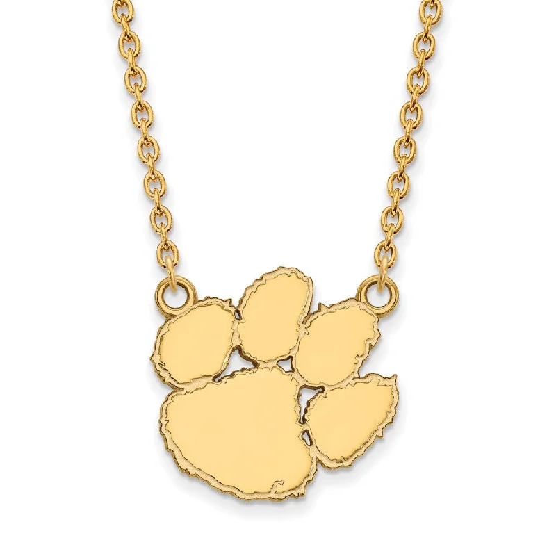 Simple Gold Necklace for Daily Wear-10k Yellow Gold Clemson U Large Pendant Necklace