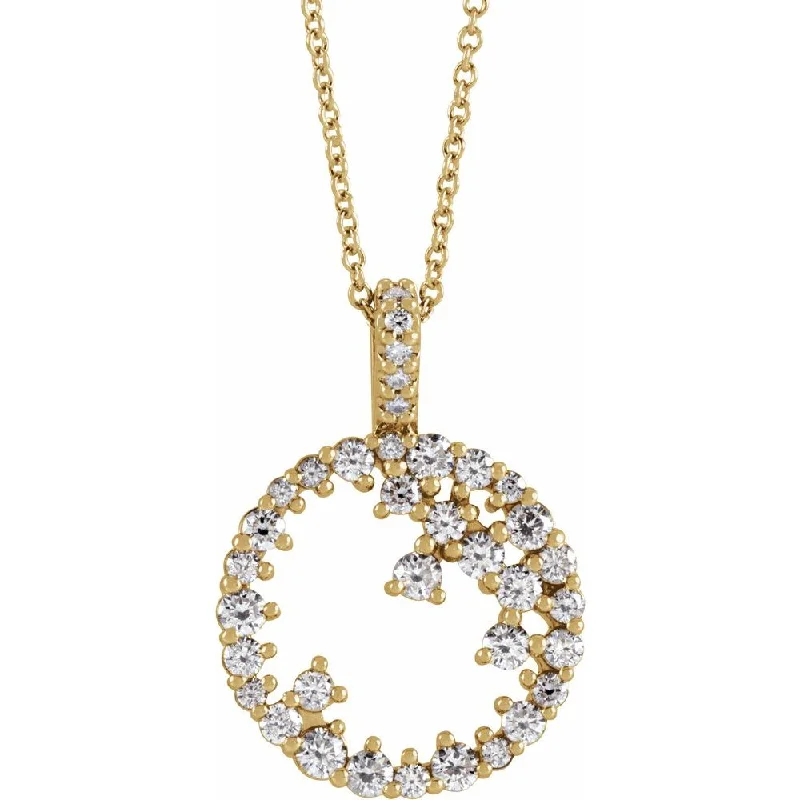 Silver Necklace with Colored Stones-14k Yellow Gold & 3/4 Ctw Diamond Scattered Circle Necklace, 16-18 In