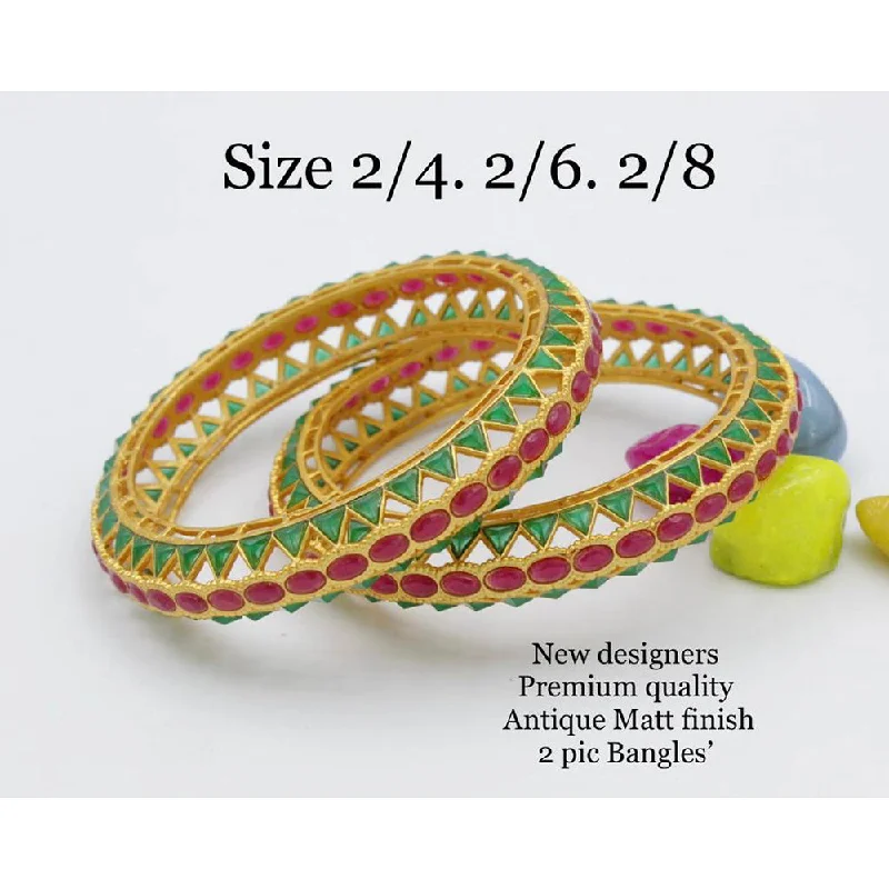 Dazzling Gold Bangles with Gemstones-Sai Fashion Gold Plated Pota Stone Bangles