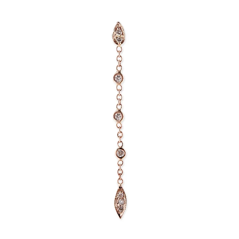 Unique Gem Earrings for Trendsetters-3 Diamond Tinkerbell Chain Stud