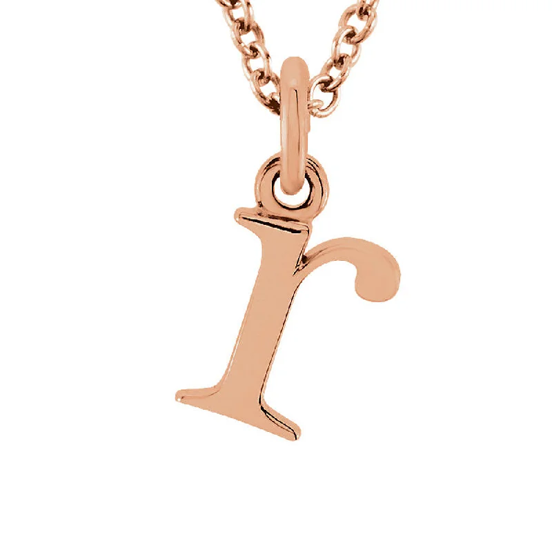 Modern Gold Necklace for Women-The Abbey Lower Case Initial 'r' Necklace in 14k Rose Gold, 16 Inch