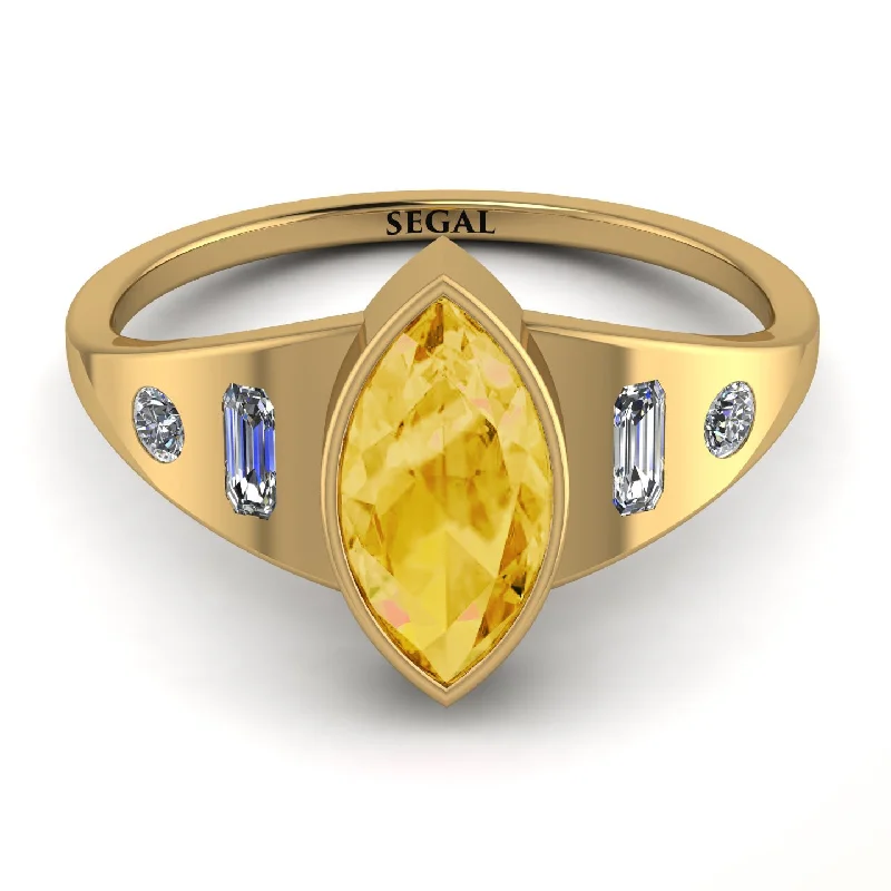 Beautiful Gemstone Engagement Ring-Marquise Bezel Citrine Ring - Juliana No. 601