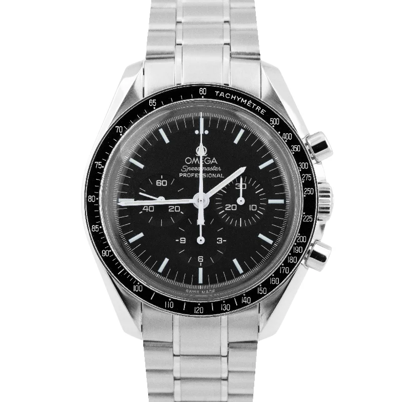 Classic Wrist Watches for Men-PAPERS Omega Speedmaster Moonwatch Black Chronograph 42mm Watch 3570.50.00 B+P