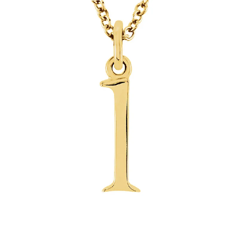 Simple Chain Necklace for Day-to-Day Look-The Abbey Lower Case Initial 'l' Necklace in 14k Yellow Gold, 16 Inch