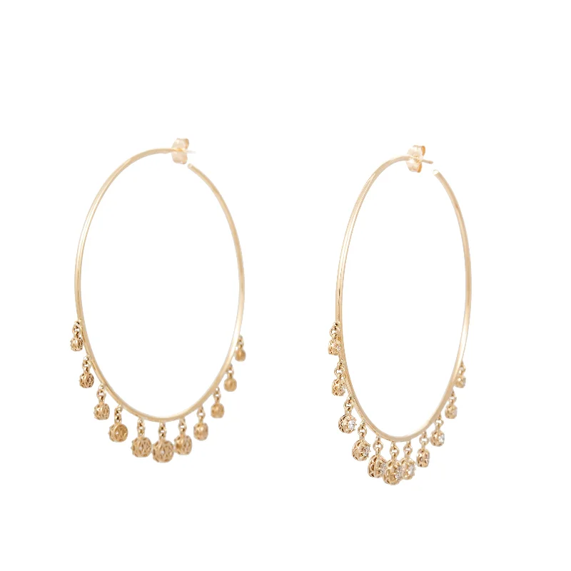 Glamorous Earrings for Night Life-GRADUATED DIAMOND SOPHIA SHAKER HOOPS