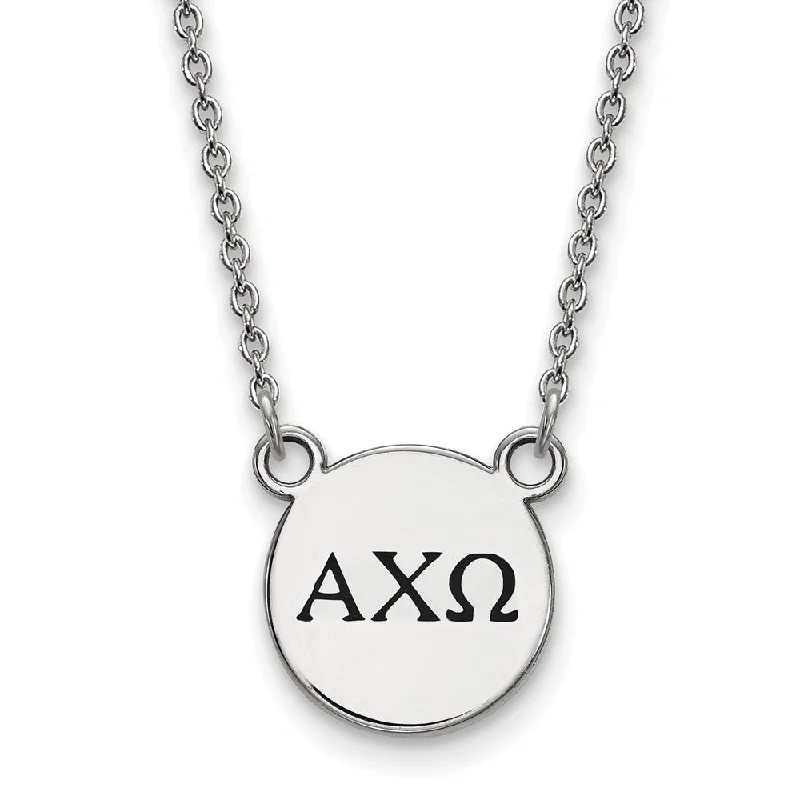 Colorful Stone Necklace for Summer-Sterling Silver Alpha Chi Omega Small Enamel Greek Letters Necklace