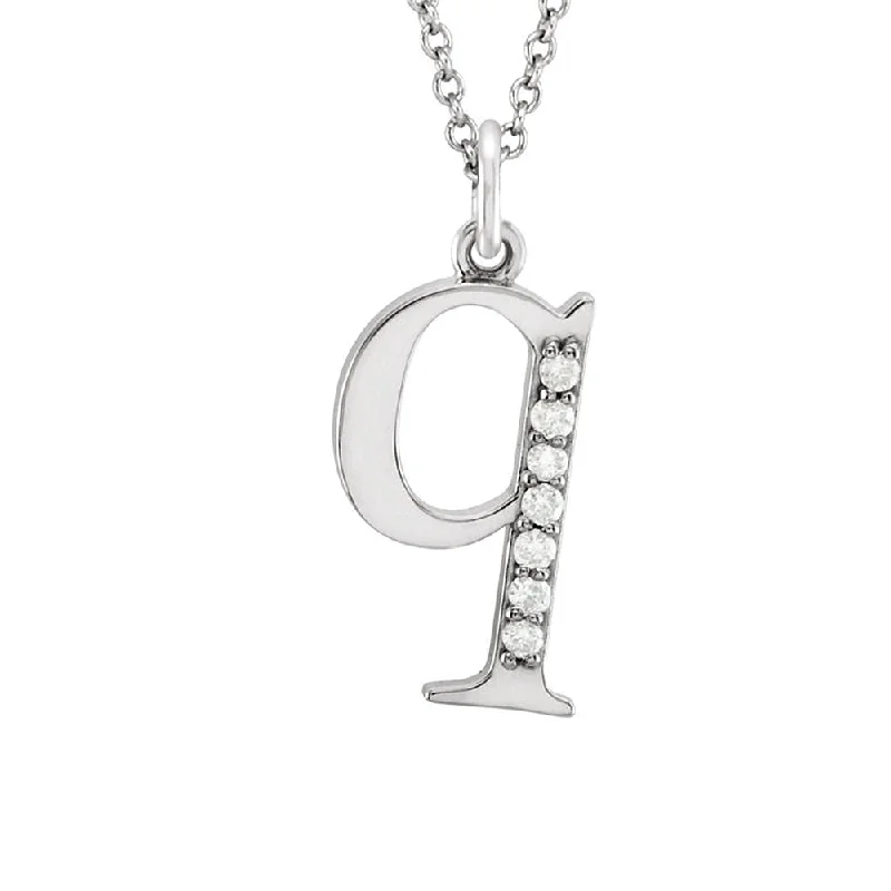 Layered Necklace for Trendy Looks-The Abbey 14k White Gold Diamond Lower Case Initial 'q' Necklace 16 In