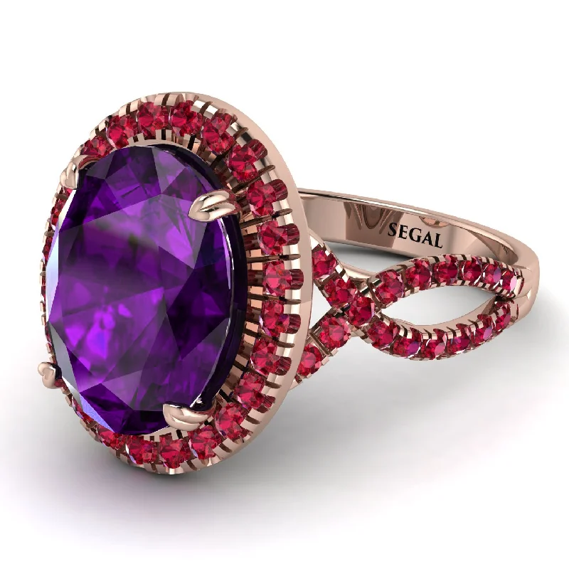 Custom Diamond Ring for Engagement-Glamorous Oval Amethyst Ring - Jordyn No. 311