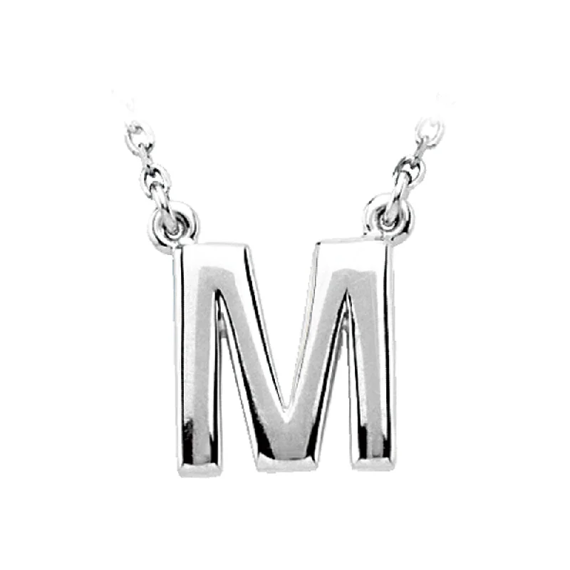 Layered Necklace for Fashion-14K White Gold, Kendall Collection, Block Initial M Necklace, 16 Inch