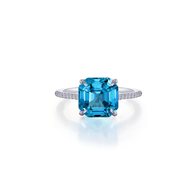 Gold Ring with Gemstones-Fancy Lab-Grown Sapphire Solitaire Ring