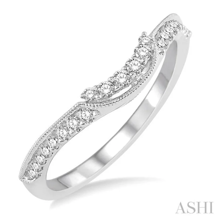 Personalized Name Ring-1/4 Ctw Round Cut Diamond Wedding Band in 14K White Gold