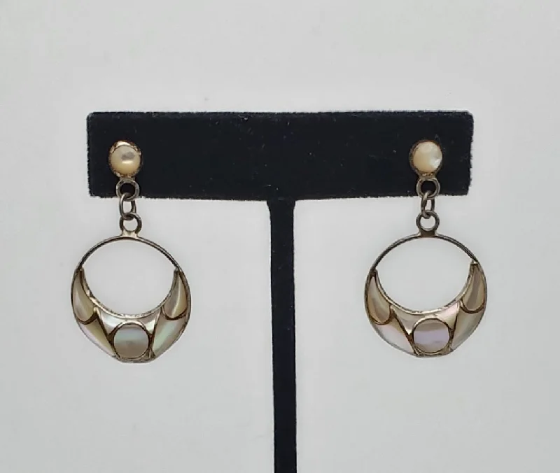 Classic Earrings for Every Occasion-Anita Whitegoat - Vintage Inlaid Mother of Pearl Sterling Silver Earrings