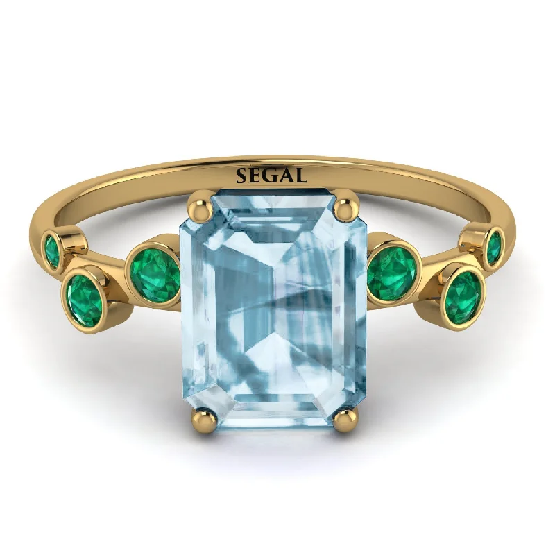 Luxury Ring for Elegant Fashion-Emerald Cut Aquamarine Ring With Bezel - Alina No. 404