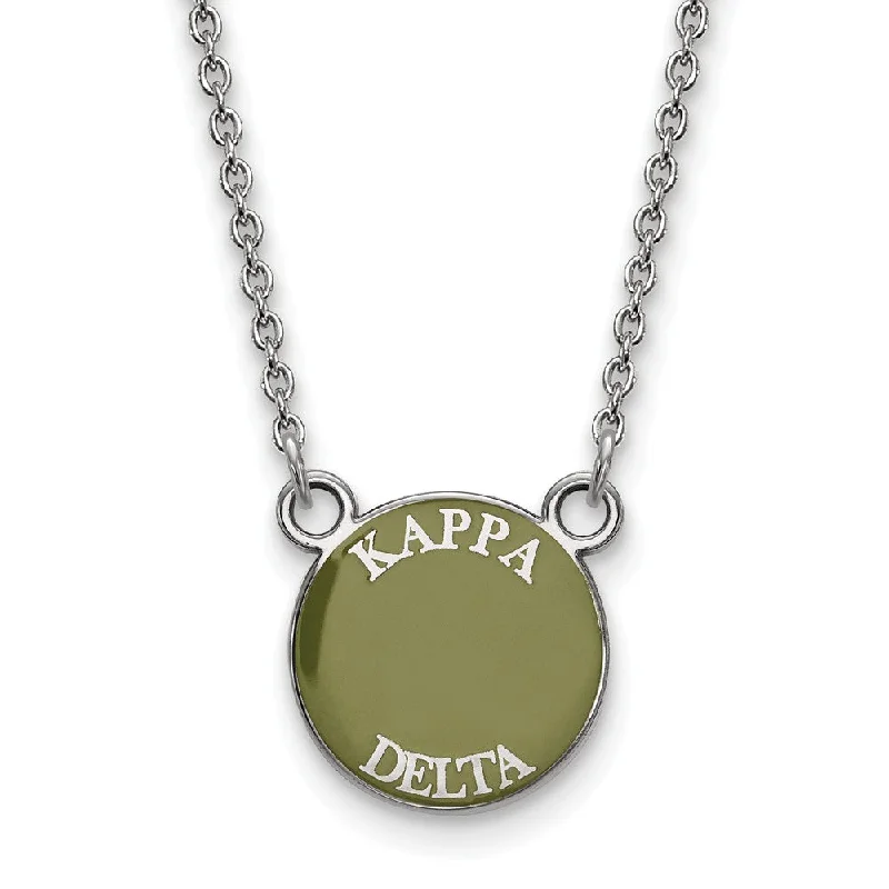 Luxury Crystal Necklace for Glamour-Sterling Silver Kappa Delta Small Enamel Disc Necklace