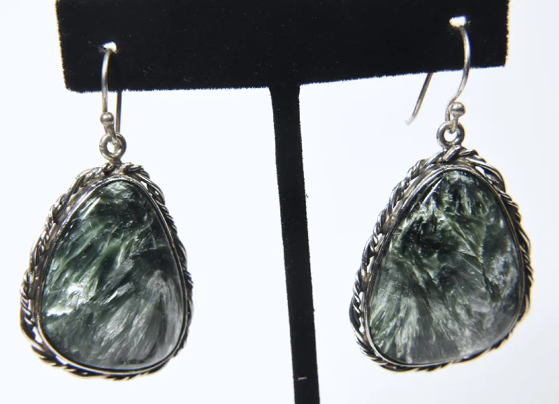 Unique Earrings for Special Occasions-Seraphinite Sterling Silver Dangle Earrings