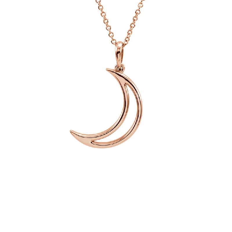 Custom Pendant Necklace for Personal Style-Polished Crescent Moon Necklace in 14k Rose Gold, 16 Inch