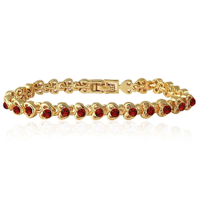 Chunky Silver Bangles for Fashionable Look-Mahi Gold Plated Tiny Red Hearts Bracelet With Crystals For Women