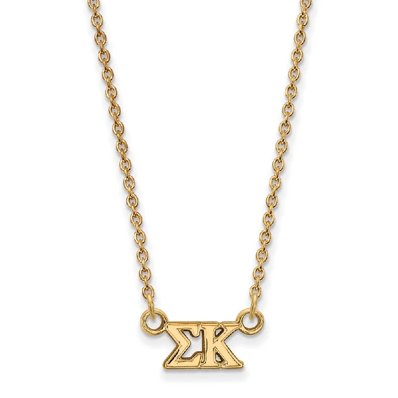 Luxury Necklace for Special Occasions-14K Plated Silver Sigma Kappa XS (Tiny) Greek Letters Necklace