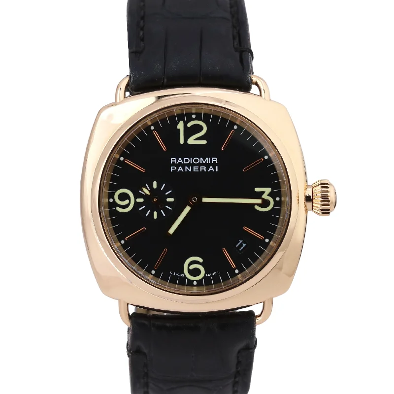 Rose Gold Watches for Women-Panerai Radiomir PAM00103 Black 18K Rose Gold Leather Automatic 40mm PAM103