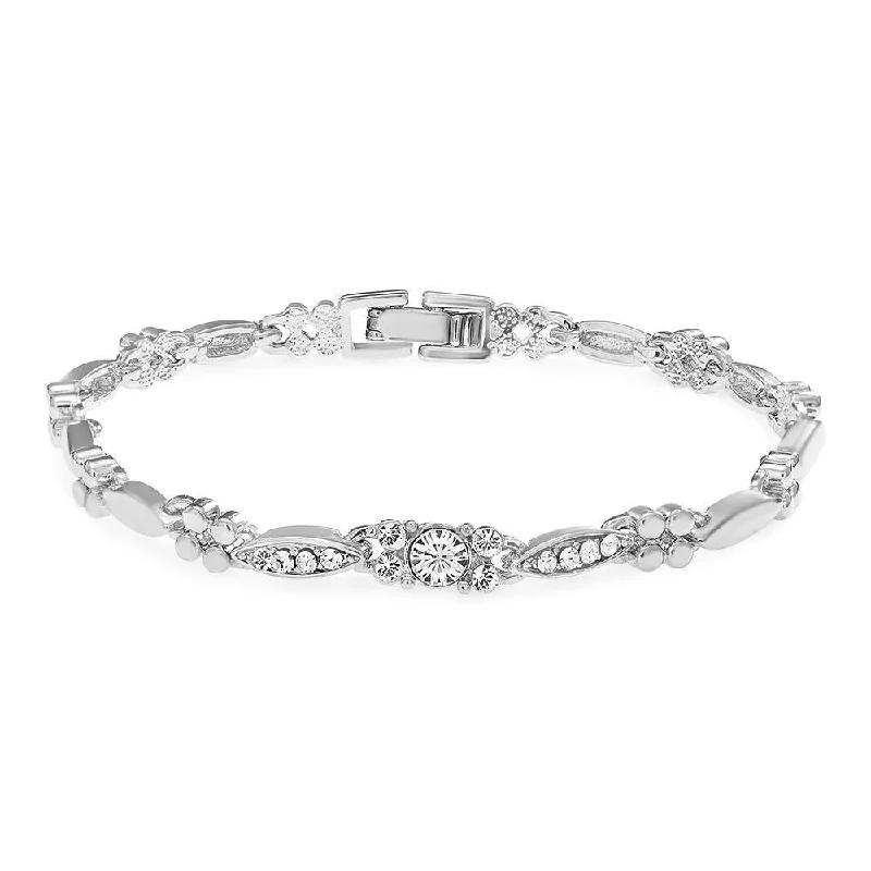 Gemstone Bangles for Weddings and Events-Mahi Rhodium Plated Beautiful Bracelet With Crystals For Women