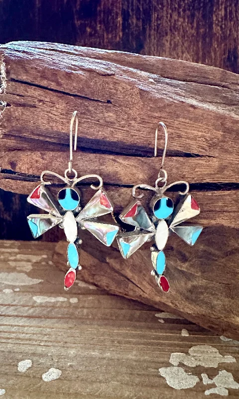 Timeless Gold Earrings for Women-ZUNI DRAGONFLY Silver Earrings • 6g