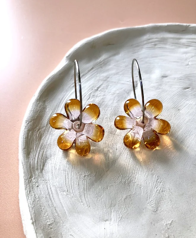 Gold Hoop Earrings-Yo DAN - Two Tone Flower Jelly Hoops Various