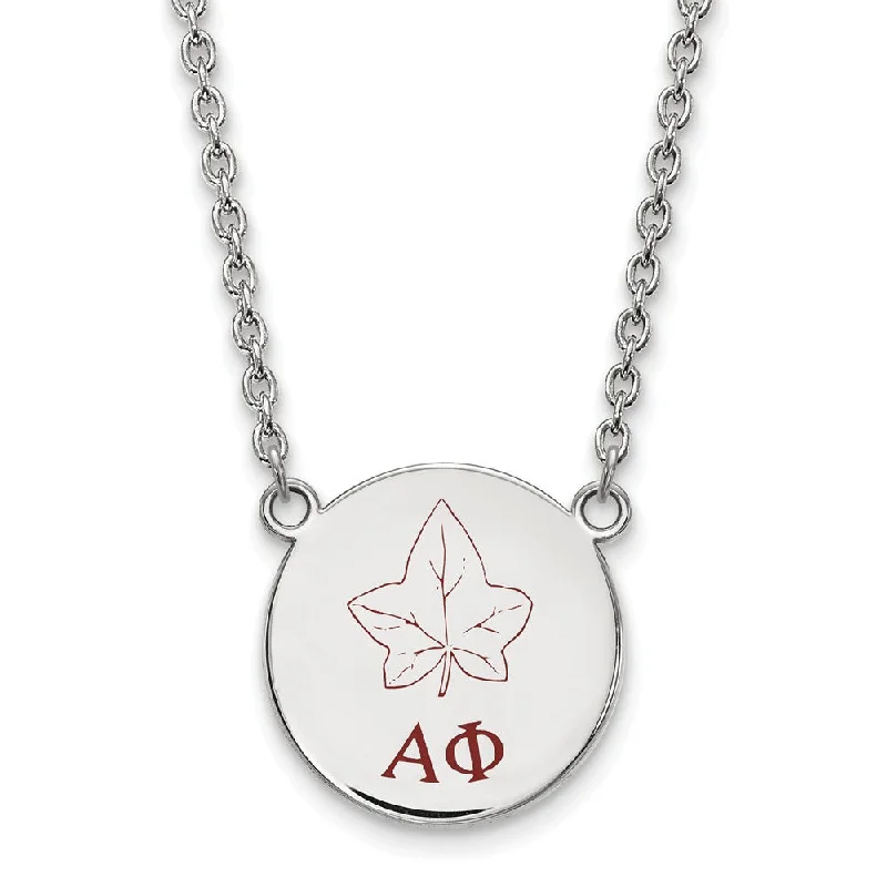 Gold Necklace with Initials-Sterling Silver Alpha Phi Large Enamel Necklace