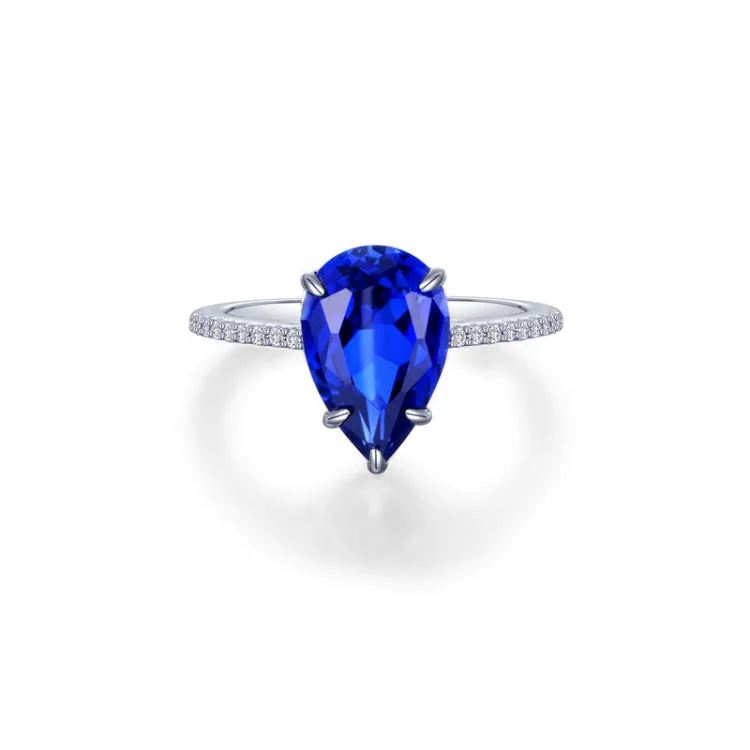 Birthstone Ring for Gifts-Lab-Grown Sapphire Solitaire Ring