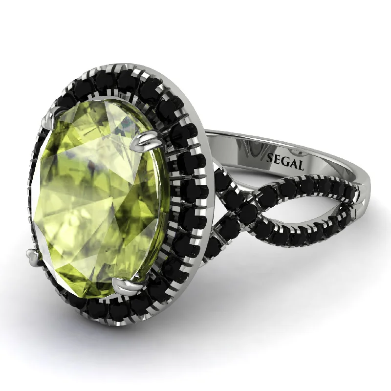 Titanium Wedding Ring for Men-Glamorous Oval Peridot Ring - Jordyn No. 809