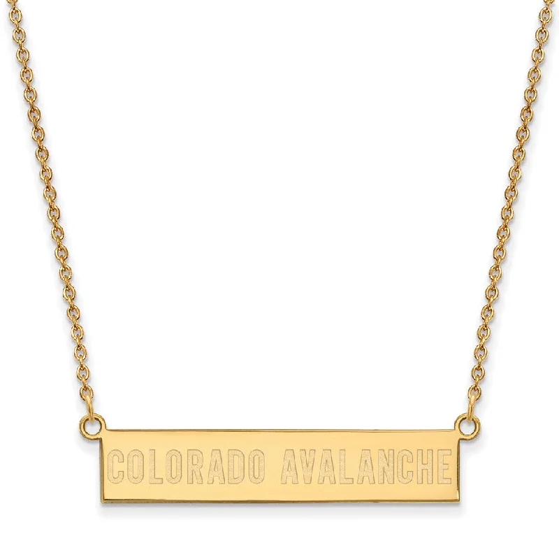 Pendant Necklace for Casual Style-SS 14k Yellow Gold Plated NHL Colorado Avalanche SM Bar Necklace, 18in