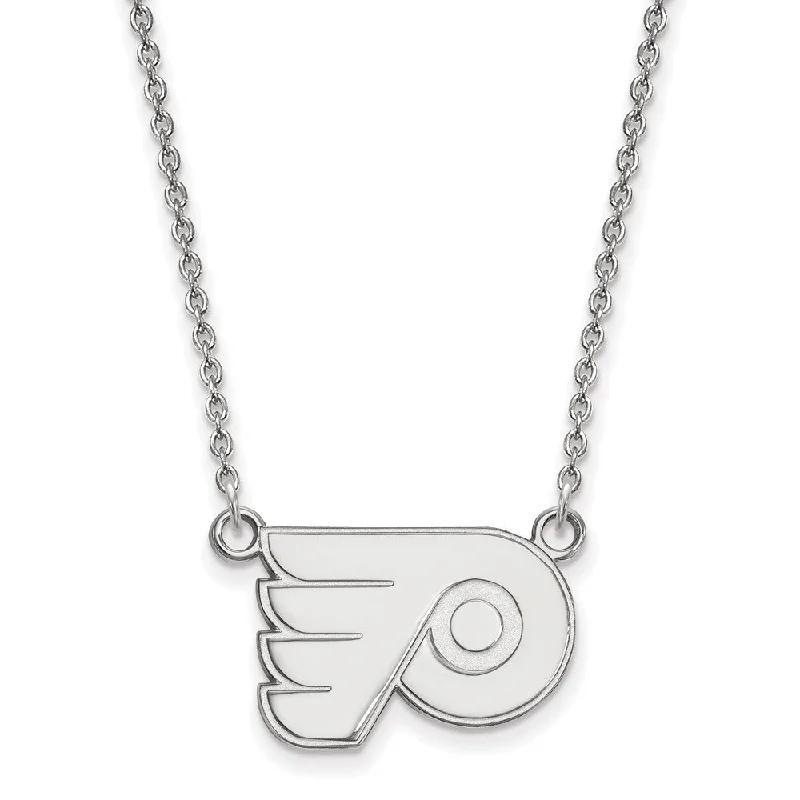 Colorful Stone Necklace for Summer-14k White Gold NHL Philadelphia Flyers Small Necklace, 18 Inch