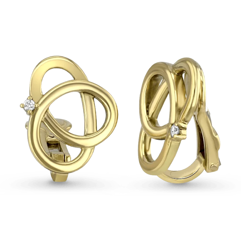 Elegant Gold Earrings for Brides-Bowline Clip Earrings