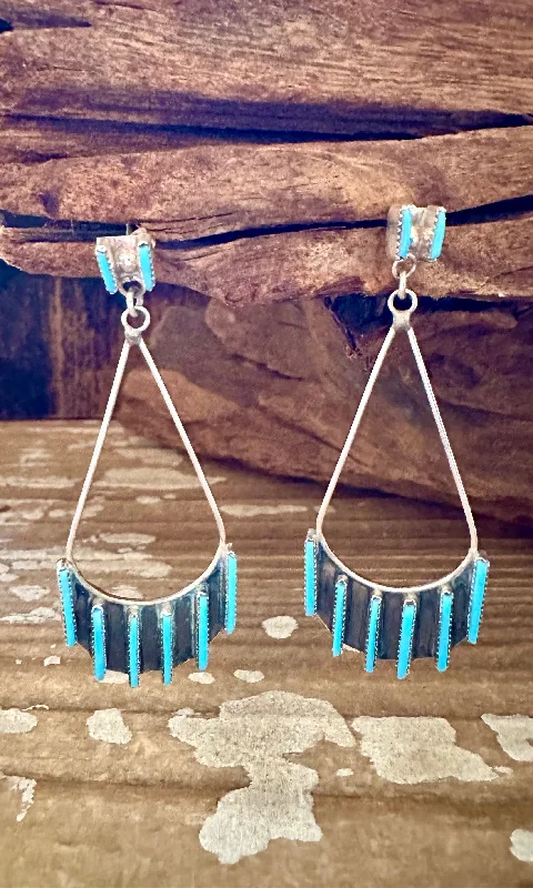 Gorgeous Earrings for Bridesmaids-TURQUOISE TEARDROP DANGLE Sterling Silver & Turquoise Earrings